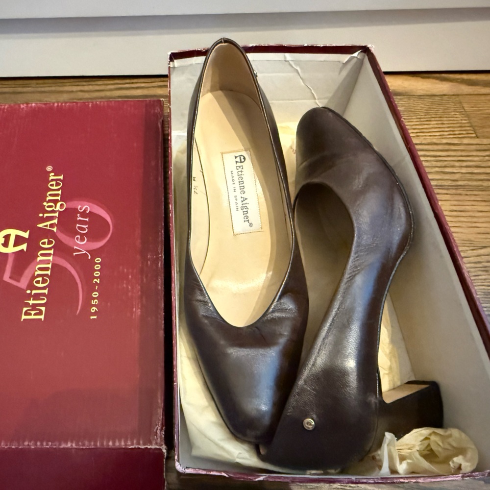 Etienne Aigner Brown Leather Heels Classic Design